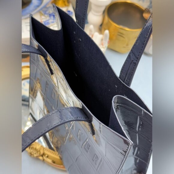 🆕 TED BAKER 🧿 NWOT REPTCON Navy Croc-Embossed Small Icon Tote Bag - Picture 10 of 15